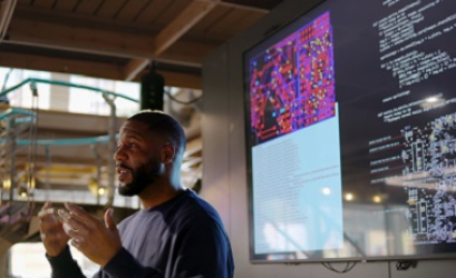 man presenting