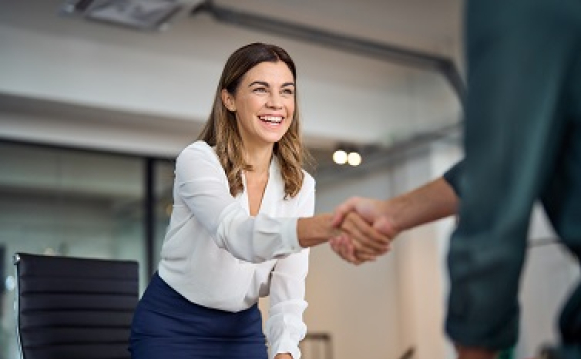 woman shaking hands