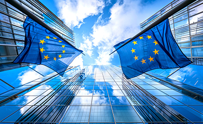 eu flags and buidings