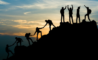 people climbing on the mountain